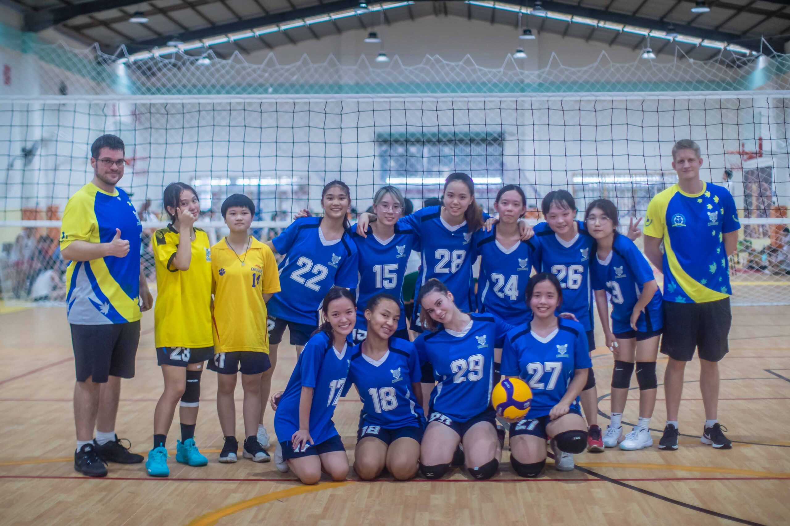 Senior Girls Cougars volleyball team at Clifford International School in Guangzhou, Panyu, China