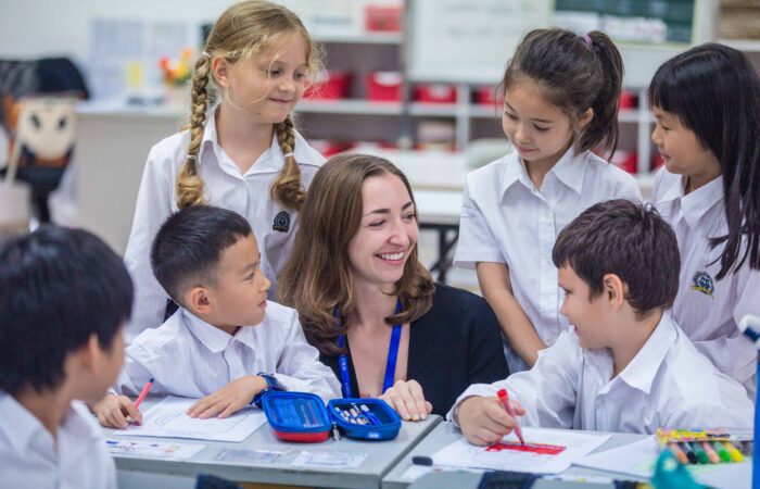 Ms. Rachel Hanhart and her grade 2 students at Clifford International School in Guangzhou, Panyu, China