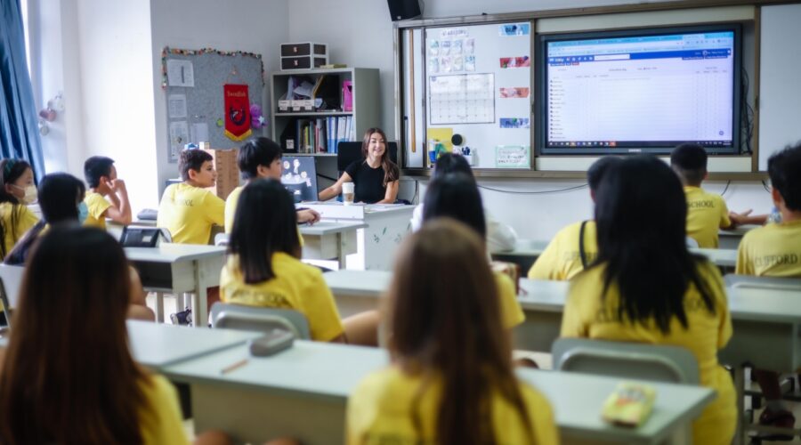 Teacher and students at Clifford International School in Guangzhou